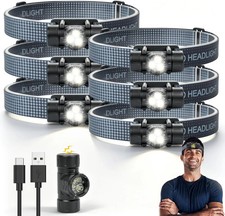 Rechargeable Headlamp 6PCS, Super Bright LED Headlamp with 4 Modes, 180° Adjusta picture