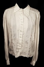 Vintage 1940's Fancy French Cream Rayon Blouse Size Large Very Good Condition picture