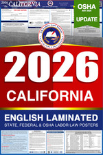 2026 California CA LABOR LAW POSTER (Federal & State) English Laminated picture