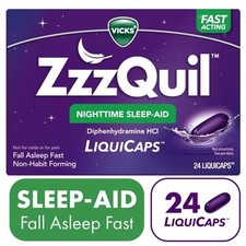 Vicks ZzzQuil, Nighttime Sleep Aid LiquiCaps, 25 mg Diphenhydramine HCl 24 Caps picture