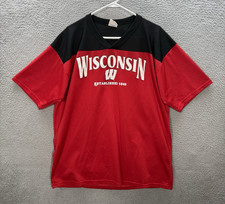 Vintage Wisconsin Badgers Shirt Adult XL Red Black Jersey NCAA Made In USA 90s picture