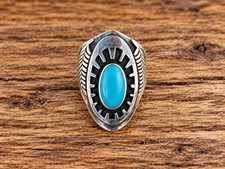 Night Horse Sterling Silver 925 Turquoise Ring Size 7 Signed Vintage. Size 8 picture