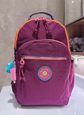 NWT Kipling Seoul vintage laptop Large Backpack in purple red 45cm picture