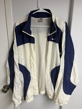 Nike Men's XL Vintage Windbreaker Jacket White and Navy Blue picture