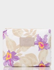 Aloha Collection Makana Mid Pouch Travel Cosmetic Organizer Bag Black Floral picture