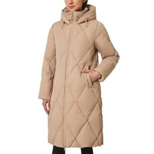 Mondetta Women's Long Diamond Quilted Down Parka – Cream picture