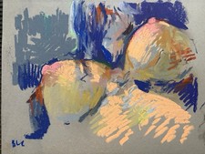 Pastel Portrait Cubism Figure Painting On 9”x12” Paper Modern Original Signed picture