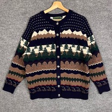 Vintage Northern Reflections Cardigan Sweater Womens M Scenic Knit picture