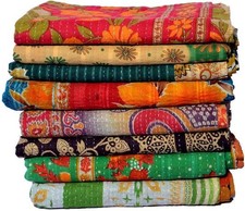 Wholesale Lot of Indian Vintage Kantha Quilt Handmade Throw Reversible Blanket B picture