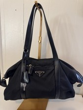 PRADA Tessuto Black Nylon Medium Top-Zip Shoulder Bag Vintage picture
