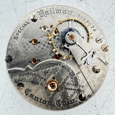 Antique 18s 1915 Hampden 23J Railroad Pocket Watch Movement Special Railway USA picture