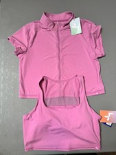 Joy Lab Pink 2XL 2-Piece Athleisure Set Zip Mock Neck Top & Longline Bra picture