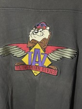 Vintage 90s Taz Tasmanian Devils MC Crewneck Sweatshirt Acme Clothing Co XL Grey picture