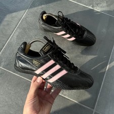 Vintage Adidas Titan Black Pink Leather Sneakers Women US 6.5 EU 37 Y2K 2004  picture