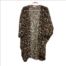 M Love Beach Cover One Animal Print Rayon Blouse Black Brown Sheer Size 0 picture