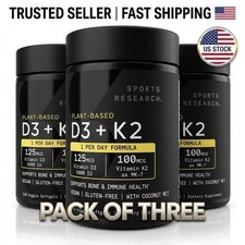 (Pack of 3) Sports Research Plant-Based Vitamin D3 + K2 5000 IU 160 Softgels picture