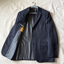 Hickey Freeman Traveler Bartley Soft Blazer Sz 40R Navy Worsted Wool Made in USA picture
