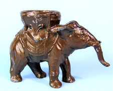 VANTINES ELEPHANT INCENSE BURNER ANTIQUE 1920's BRONZED METAL ART DECO FIGURINE picture