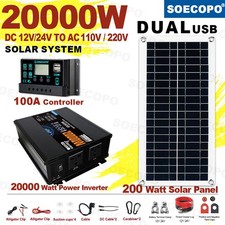 20000W Solar System with Panel | 100A Controller + 12V/24V to 110V/220V Inverter picture