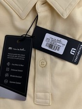 TravisMathew Men's Yellow Solid Short Sleeve Polo Shirt L Logo Button Oceanside picture