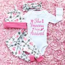4PCS Newborn Kids Baby Girl Outfits Clothes Romper Bodysuit+Tutu Pants Hat Set picture