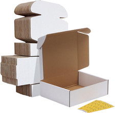 10x8x3 inches Shipping Boxes Set of 25, White Corrugated Cardboard Box Literatur picture