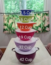 Tupperware Thatsa Bowls 6 PC NEW SUMMER Set w/EXCLUSIVE THUMB LOOPS FOR  CONTROL picture
