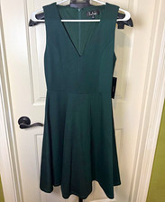 Lulus Green Sleeveless V-Neck Fit & Flare Knee Length Dress Women M JMD7141 picture