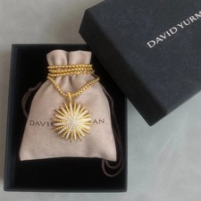 David yurman 18K gold & diamond starburst pendant on 18 inch yellow gold chain picture