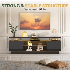 70/80 Inch High-Glossy TV Stand with 2 Side Cabinets 3 Layer LED Lights picture