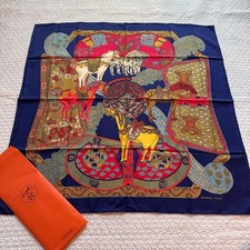 Hermes Silk Scarf Carre 90 Art des Steppes Horse Motif Excellent picture