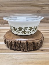 Vintage Pyrex 472 Spring Blossom Green Crazy Daisy 1.5 Pt Casserole w/Lid USA picture