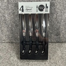 French Home Laquiole Steak Knives Set of 4 Black Handle picture