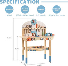 Robud Kids Tool Bench Set Large Wooden Work Bench Construction Toys Workshop Kid picture