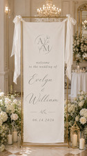 Personalized Wedding Welcome Banner, Custom Monogram Fabric Sign with Names picture