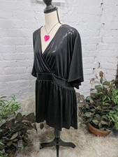 Torrid Black Liquid Shine Surplice Peplum Plus Top 5X NWT picture