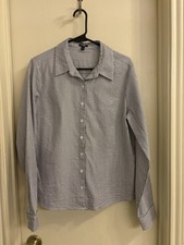 Express Women's Boyfriend Portofino Striped Button-Down Shirt Long Sleeve M picture