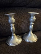 Vtg Weighted Leonard Genuine Pewter Candle Stick Holders Bolivia 6.25