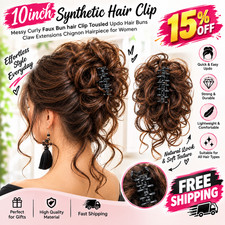 Curly Messy Bun Hair Piece Scrunchie Updo Thick Hair Extensions Real As Human US picture