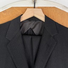 VTG Herringbone Suit Mens 38R Gray 3 Button 1950s Wool Bespoke Canvas 30x31 Flat picture