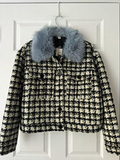 Cato Women’s XL Houndstooth Jacket with Faux Fur Collar picture
