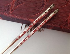 Chinese Authentic Sterling Silver S9999 70g Chopsticks Solid Chopsticks 年年有余(鱼) picture