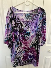 Susan Graver Multicolor Print Tunic Top Size 3X picture