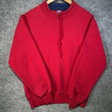 Russell Athletic Drawstring Mock Neck Sweatshirt Mens M Red Vintage USA Made 90s picture