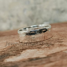 925 Sterling Silver Handmade 4,6,8,10,12 mm Hammered Band Ring-BeautifulAll size picture