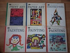 6 Vintage 1966 Whitman Creative Art Books Painting Print Paper Construction picture