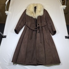E1 Vintage SAWYER OF NAPA Sheepskin Shearling Coat USA Rancher Woman sz 10 picture