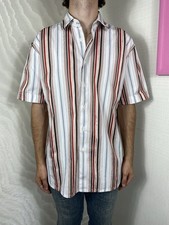 Salvatore Ferragamo Classic Striped Shirt Cotton Button Up Short Sleeve Vintage picture