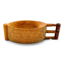 Antique Swedish Folk Art Carved Wooden Bowl Allmoge Dalarna c.1900 picture
