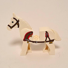 LEGO White Horse Animal Figure w/ Printed Brown Red Harness, 1 Piece picture